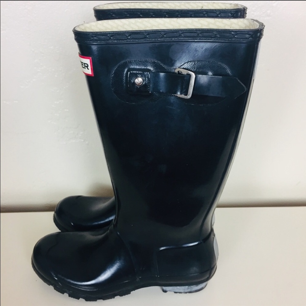 Hunter boots/ back gloss/ size 6m/7f - Picture 2 of 6